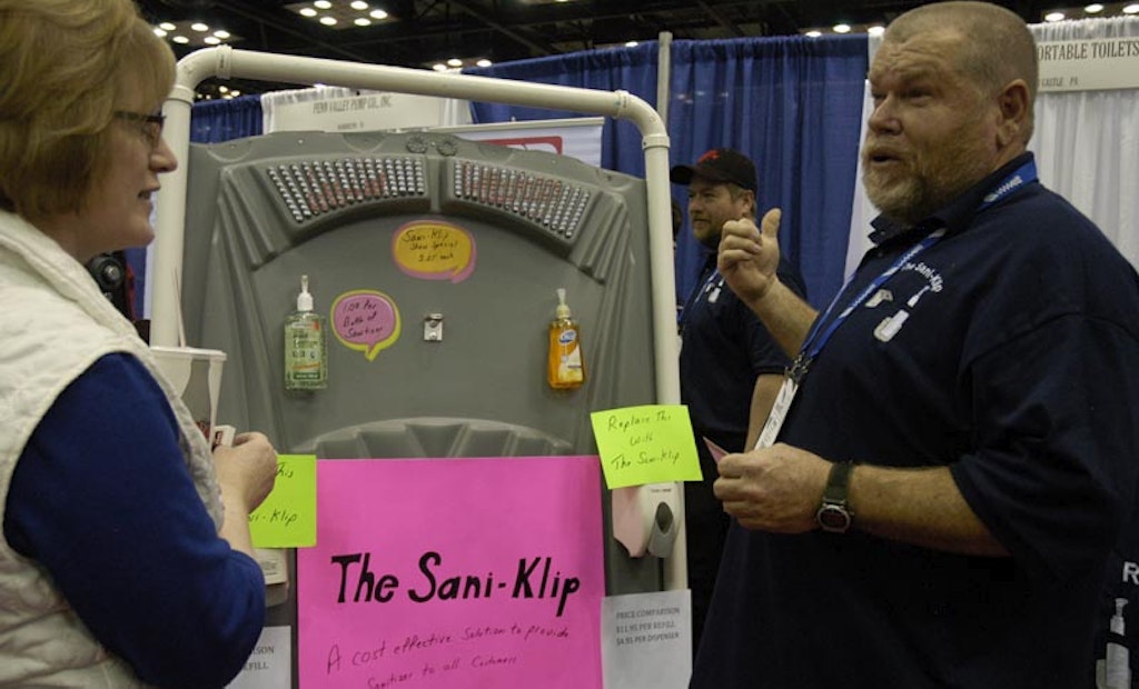 Sani-Klip Secures Common Hand Sanitizer Dispensers In Portable Restrooms